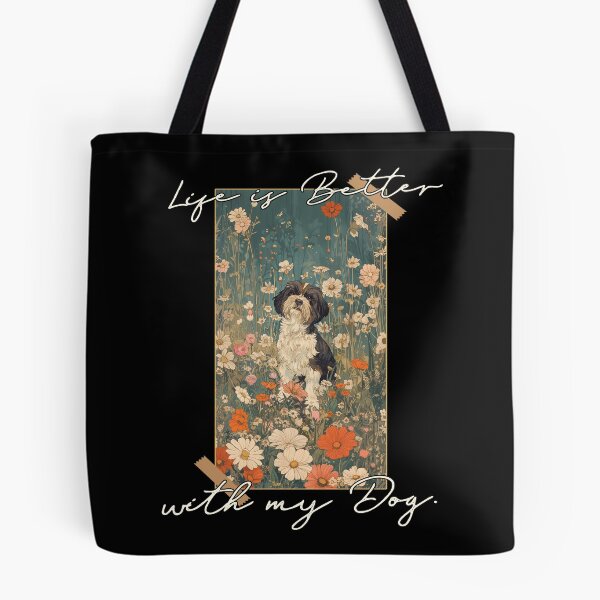 Item preview, Funny Tibetan Terrier Life is Better Floral Cottagecore Mom Dad Kids designed and sold by rafaeltto.