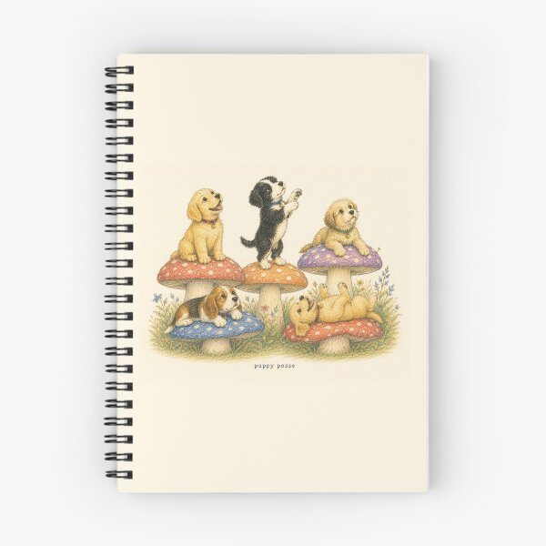 Item preview, Puppy Posse Mushrooms Vintage 90s Storybook Illustration Art designed and sold by DogGonePeople.