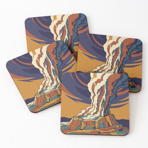 Item preview, Vintage National Park Geyser at Dusk WPA Poster designed and sold by FoxglovePress.
