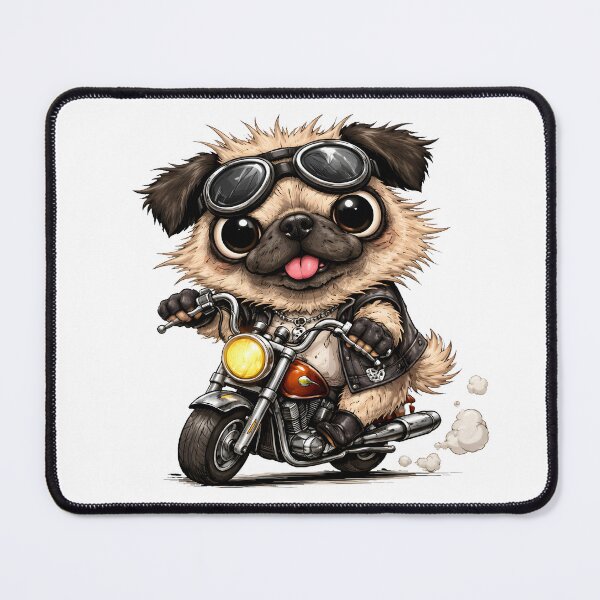 Item preview, Biker Pug Riding Motorcycle Cartoon designed and sold by Paulocdias.