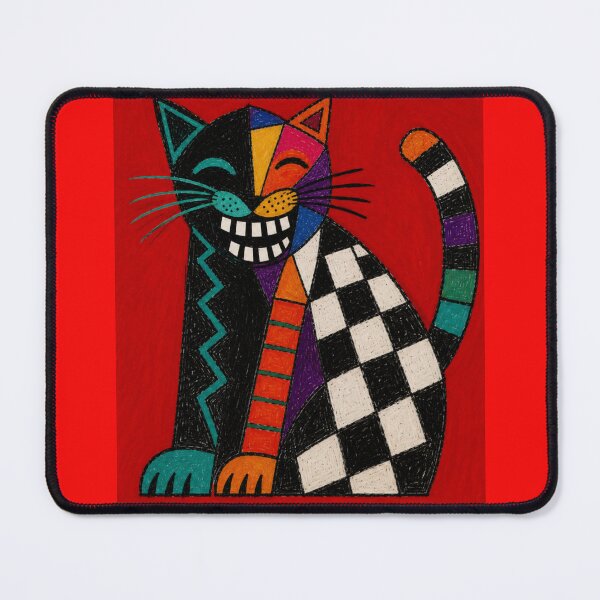 Item preview, The Laughing Checkerboard Cubist Cat designed and sold by ZunZunArt.