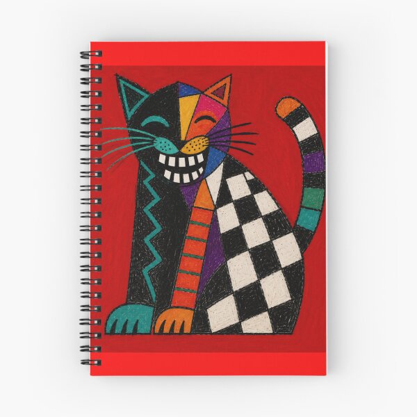 Item preview, The Laughing Checkerboard Cubist Cat designed and sold by ZunZunArt.
