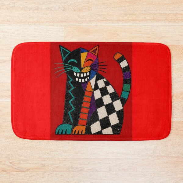 Item preview, The Laughing Checkerboard Cubist Cat designed and sold by ZunZunArt.