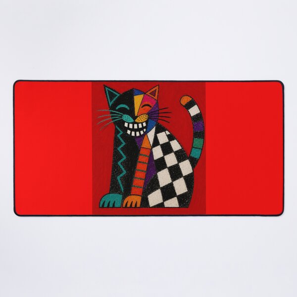 Item preview, The Laughing Checkerboard Cubist Cat designed and sold by ZunZunArt.