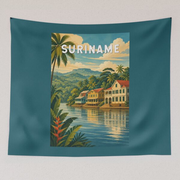 Item preview, Suriname Illustration Travel Art Vintage designed and sold by KrisSidDesigns.
