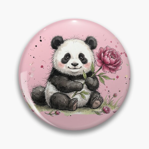 Item preview, Cute Watercolor Baby Panda with Pink Peony Flower designed and sold by BreezifyDesignStudio.