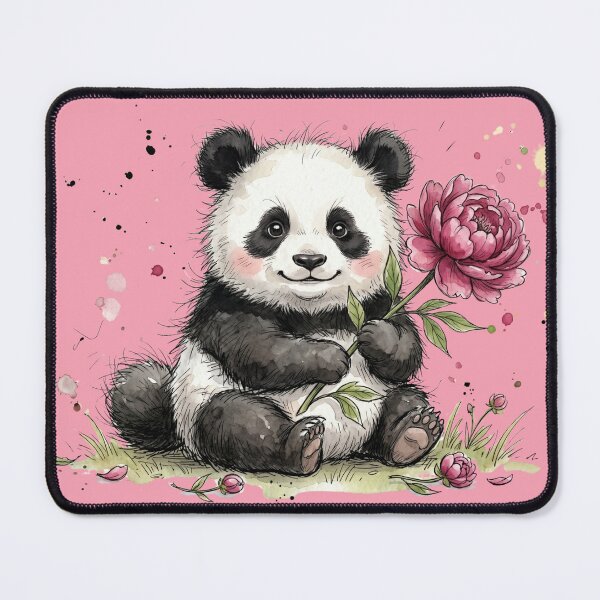 Item preview, Cute Watercolor Baby Panda with Pink Peony Flower designed and sold by BreezifyDesignStudio.