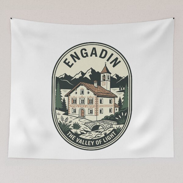 Item preview, Engadin Valley Of Light Swiss Alps Vintage Emblem designed and sold by k3rstman1.