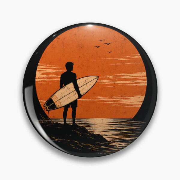 Item preview, Lone Surfer Sunset Vintage Beach Surf T-Shirt Design designed and sold by saamessart.