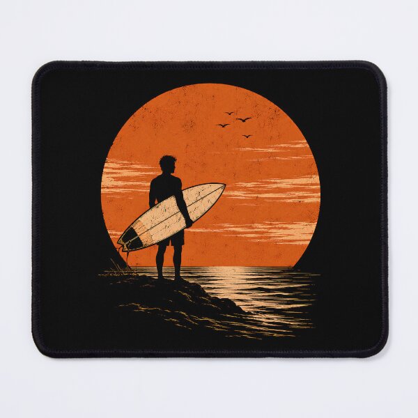 Item preview, Lone Surfer Sunset Vintage Beach Surf T-Shirt Design designed and sold by saamessart.