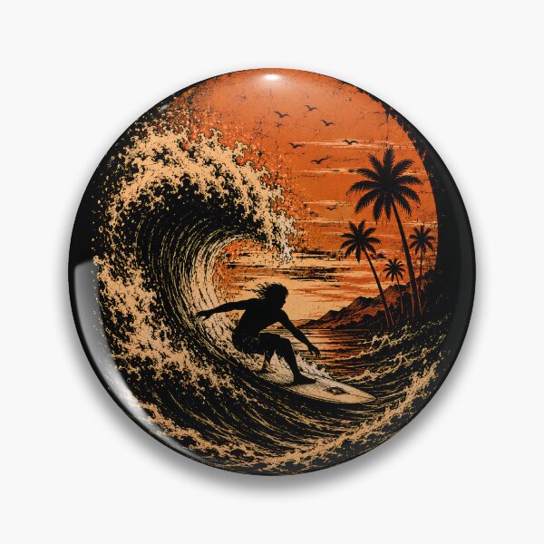 Item preview, Epic Surf Wave Sunset Vintage Surfer T-Shirt Design designed and sold by saamessart.