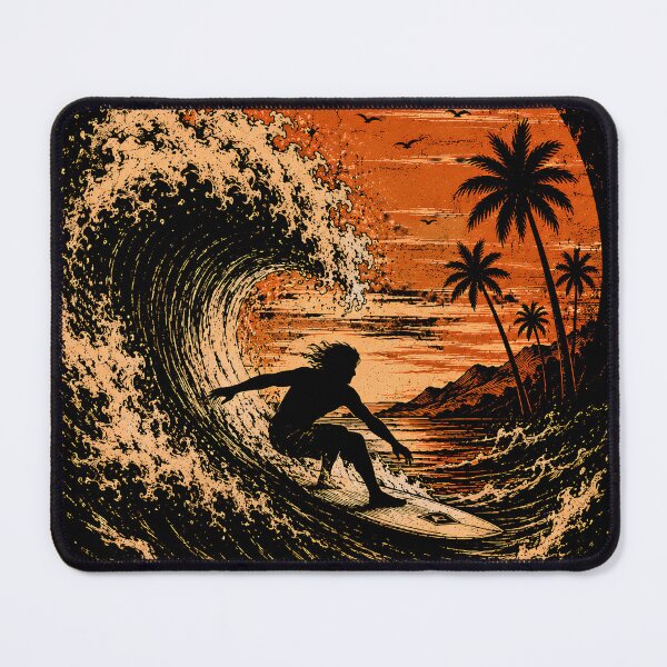 Item preview, Epic Surf Wave Sunset Vintage Surfer T-Shirt Design designed and sold by saamessart.