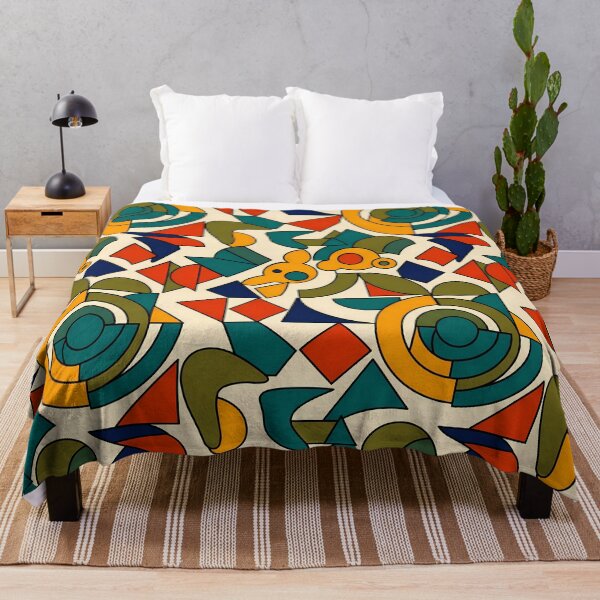 Item preview, Abstract Geometric Shapes Retro Colors Pattern Teal Green Red Gold designed and sold by Itaya Art.