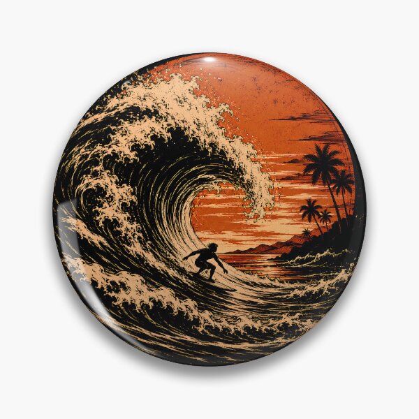 Item preview, Epic Big Wave Surfer Sunset Vintage Surf T-Shirt Design designed and sold by saamessart.