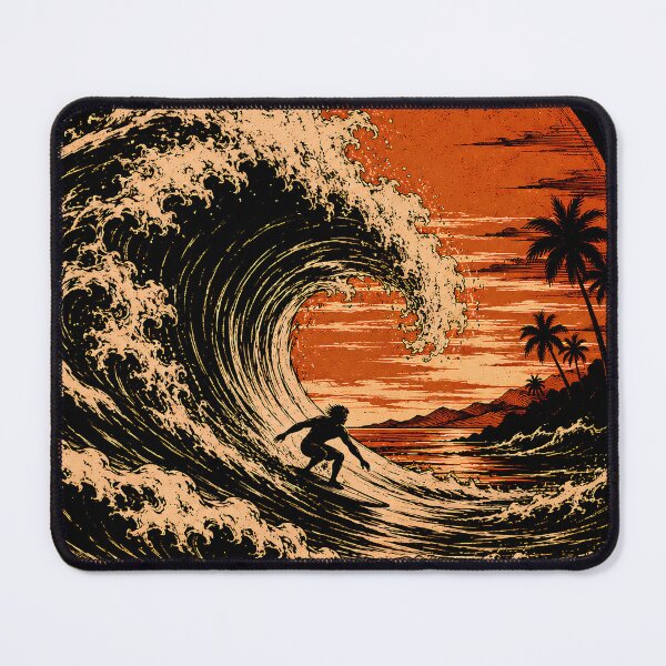 Item preview, Epic Big Wave Surfer Sunset Vintage Surf T-Shirt Design designed and sold by saamessart.