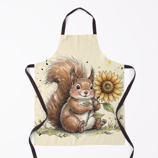 Item preview, Cute Watercolor Squirrel with Big Sunflower Art designed and sold by BreezifyDesignStudio.