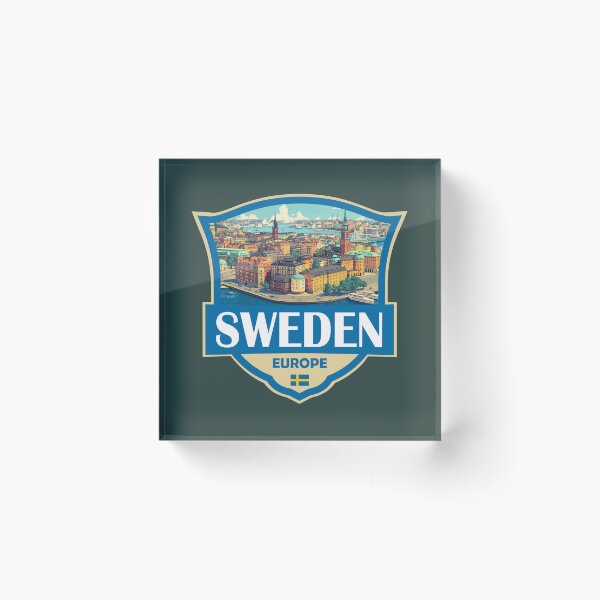 Item preview, Sweden Illustration Retro Badge designed and sold by KrisSidDesigns.