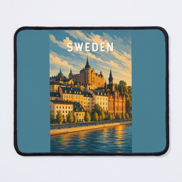 Item preview, Sweden Illustration Travel Art Vintage designed and sold by KrisSidDesigns.