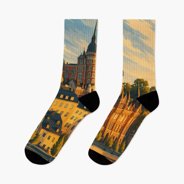 Item preview, Sweden Illustration Travel Art Vintage designed and sold by KrisSidDesigns.
