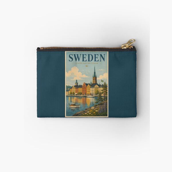 Item preview, Sweden Landscape Illustration Travel Art Vintage designed and sold by KrisSidDesigns.