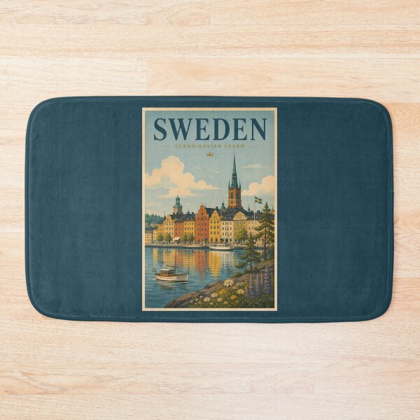 Item preview, Sweden Landscape Illustration Travel Art Vintage designed and sold by KrisSidDesigns.