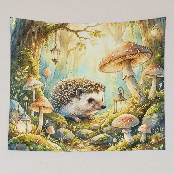 Item preview, Whimsical Hedgehog Mushroom Forest Adventure designed and sold by Storybook Botanica.