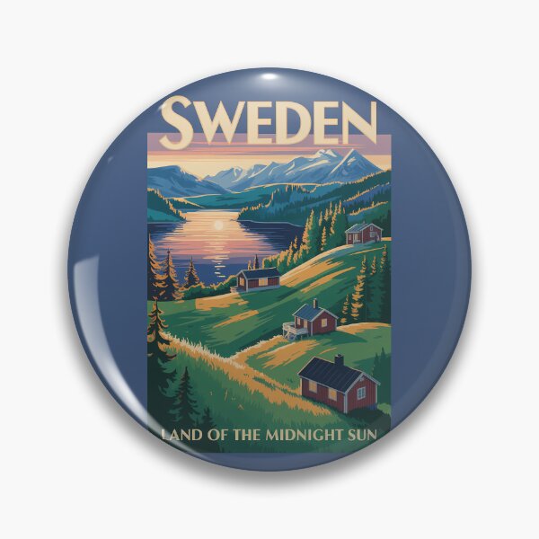 Item preview, Sweden Scandinavia Landscape Illustration Travel Art Vintage designed and sold by KrisSidDesigns.