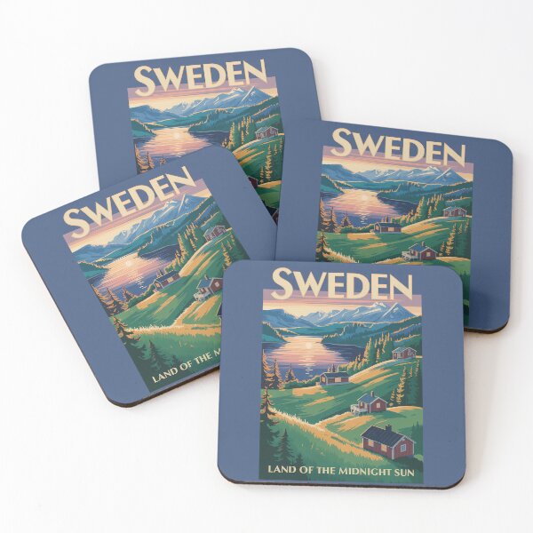 Item preview, Sweden Scandinavia Landscape Illustration Travel Art Vintage designed and sold by KrisSidDesigns.