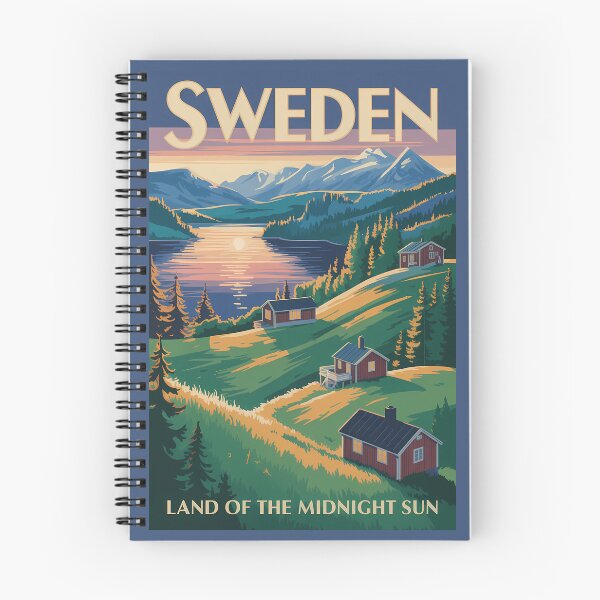 Item preview, Sweden Scandinavia Landscape Illustration Travel Art Vintage designed and sold by KrisSidDesigns.