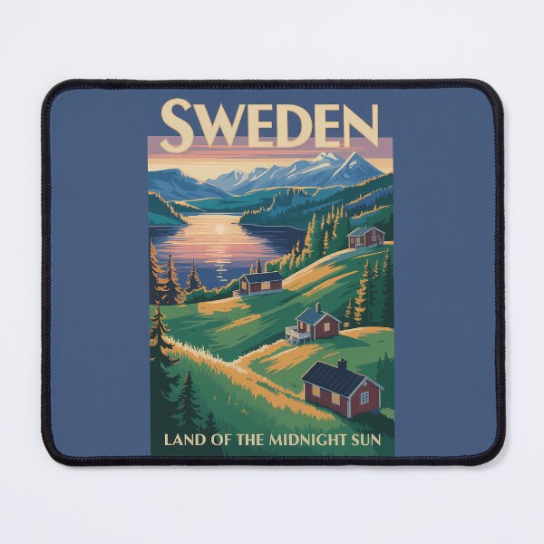 Item preview, Sweden Scandinavia Landscape Illustration Travel Art Vintage designed and sold by KrisSidDesigns.