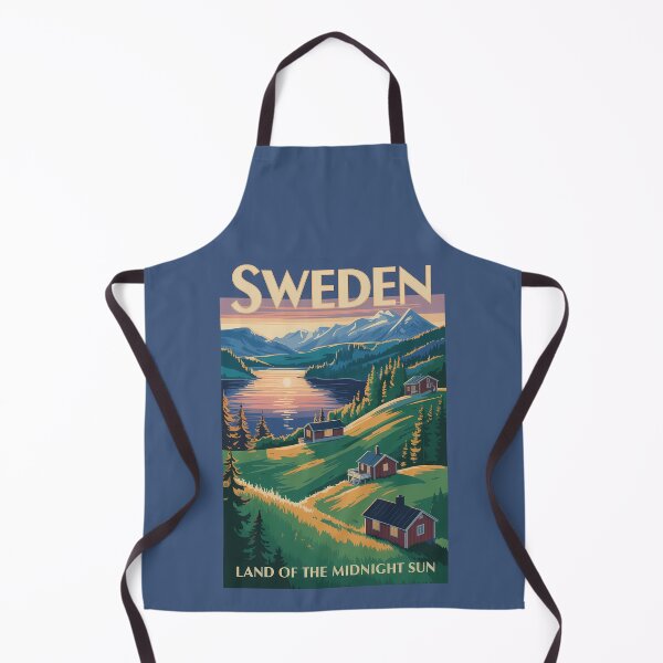 Item preview, Sweden Scandinavia Landscape Illustration Travel Art Vintage designed and sold by KrisSidDesigns.