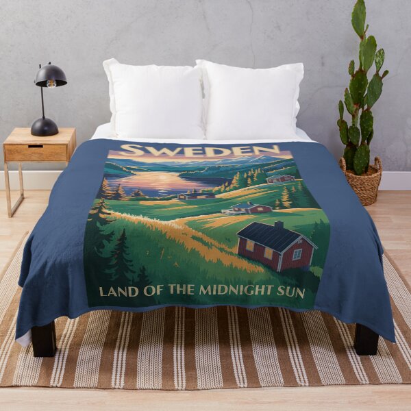 Item preview, Sweden Scandinavia Landscape Illustration Travel Art Vintage designed and sold by KrisSidDesigns.