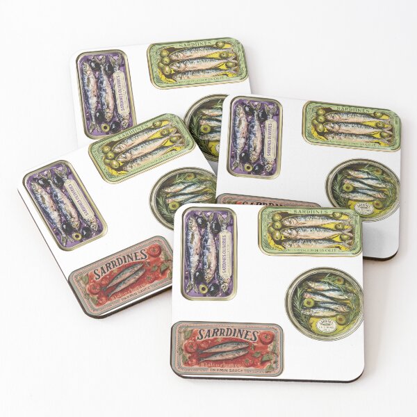Item preview, Vintage Tinned Fish Aesthetic Sardines Pattern Watercolor Art designed and sold by ayatstudio.