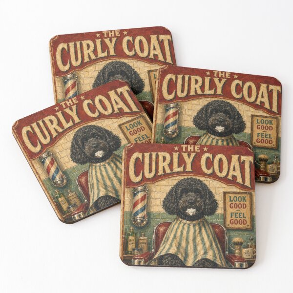 Item preview, Vintage Dog Barber Shop Art - The Curly Coat Premium Grooming designed and sold by Cockapoo Society.