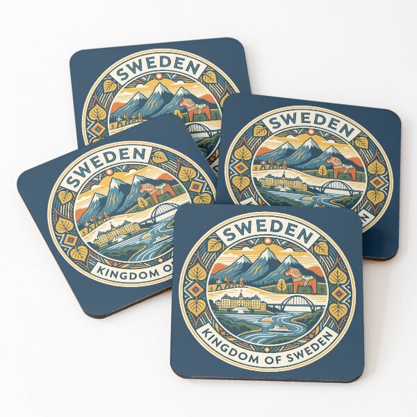 Item preview, Sweden Dala Horse Illustration Travel Art Badge designed and sold by KrisSidDesigns.