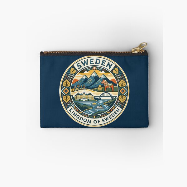 Item preview, Sweden Dala Horse Illustration Travel Art Badge designed and sold by KrisSidDesigns.