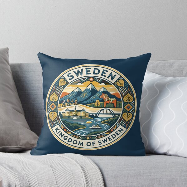 Item preview, Sweden Dala Horse Illustration Travel Art Badge designed and sold by KrisSidDesigns.