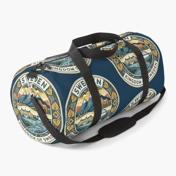 Item preview, Sweden Dala Horse Illustration Travel Art Badge designed and sold by KrisSidDesigns.