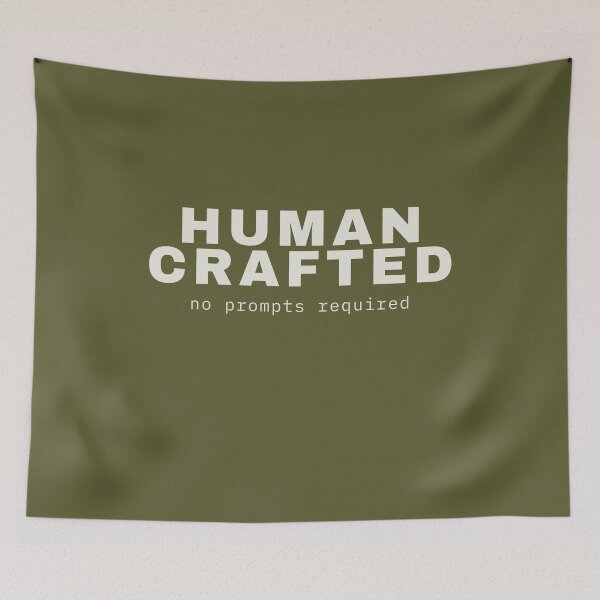 Item preview, Human Crafted – No Prompts Required Minimalist Typography designed and sold by No Excuses Supply.