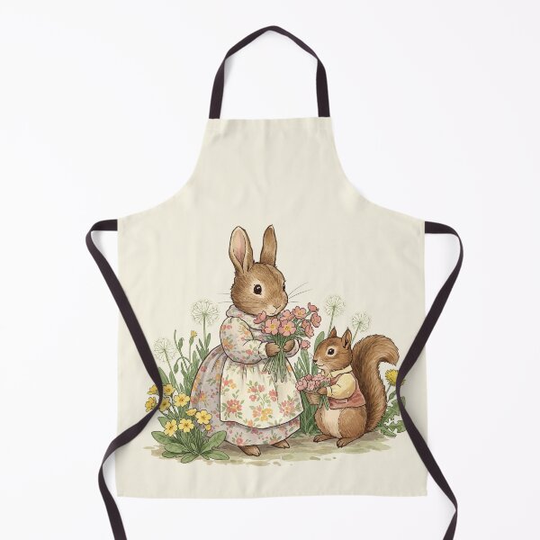 Item preview, Vintage Watercolor Bunny and Squirrel with Flowers designed and sold by Pasteltone.