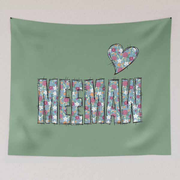 Item preview, Meemaw Floral Stitch Pattern  With green Background  designed and sold by missmann.