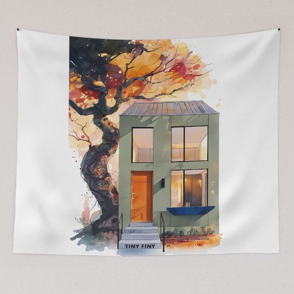 Item preview, Tiny Finy - Cozy Autumn Architecture Art designed and sold by Modern Nest Art.