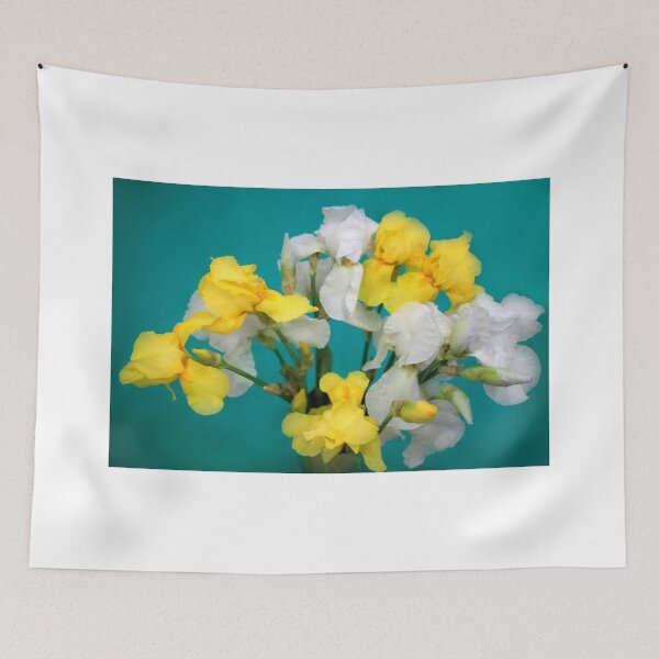 Item preview, White and yellow iris on green background designed and sold by olena2552.