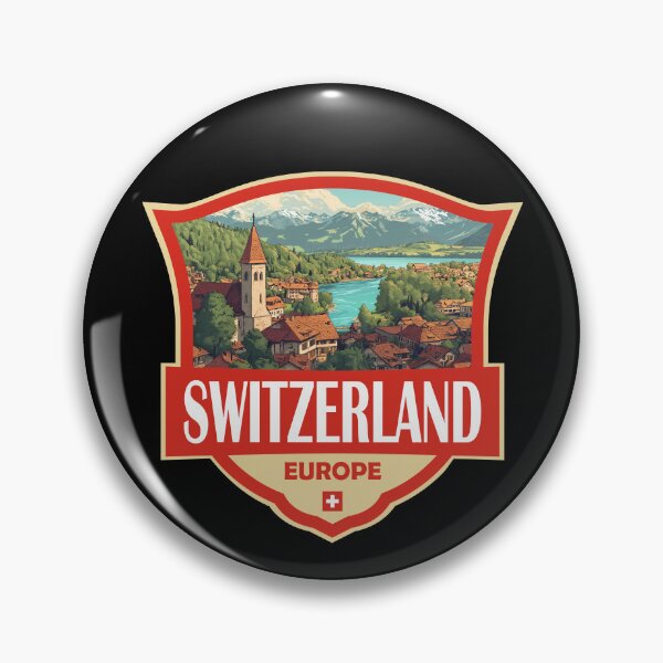 Item preview, Switzerland Illustration Retro Badge designed and sold by KrisSidDesigns.