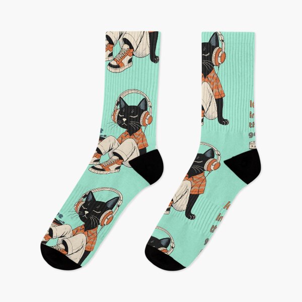 Item preview, Lost in the Groove - Retro Black Cat Listening to Vinyl Record designed and sold by Analog Threads & Goods.