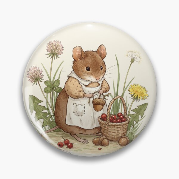 Item preview, Little Mouse Gathering Acorns Illustration designed and sold by Pasteltone.