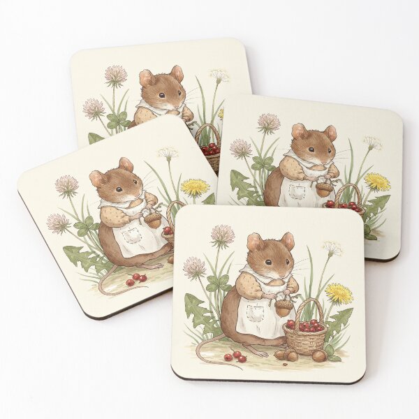 Item preview, Little Mouse Gathering Acorns Illustration designed and sold by Pasteltone.