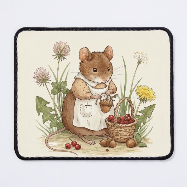 Item preview, Little Mouse Gathering Acorns Illustration designed and sold by Pasteltone.