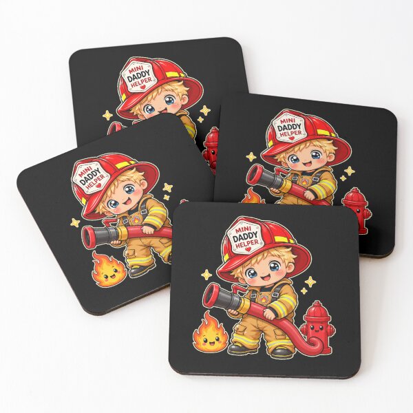 Item preview, Mini Daddy Helper Firefighter Boy | Cute Blonde Toddler Firefighter Kawaii Design designed and sold by HiPatti.