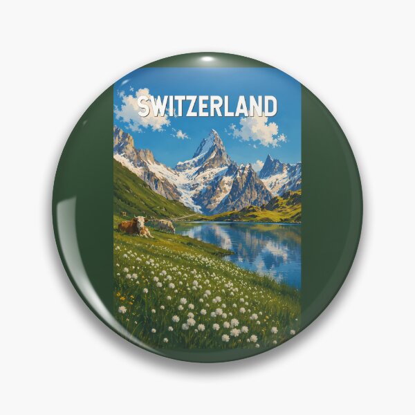 Item preview, Switzerland Cows Cow Illustration Travel Art Vintage designed and sold by KrisSidDesigns.